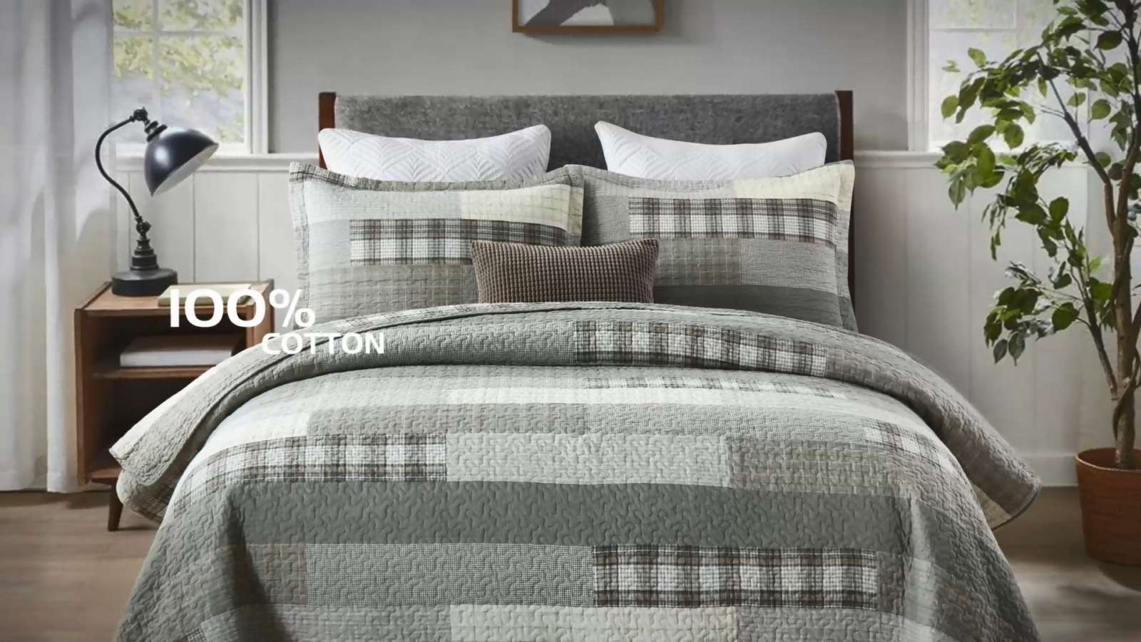Amazon.com: Finlonte Queen Size Quilt Set, Grey(Gray) Patchwork