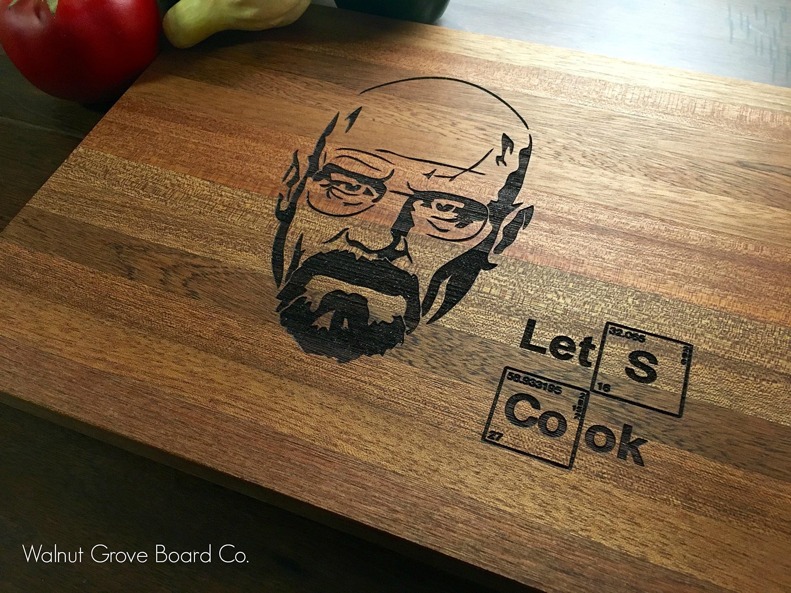 Walnut Grove Board Breaking Bad Heisenberg Walt White Custom Engraved Let's Cook Cutting Board Butcher Block, 10"x13", Oak