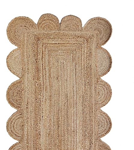 Miniatura 6 de Alfombra festoneada de yute natural, color natural (2 pies 6 pulgadas x 8 pies)