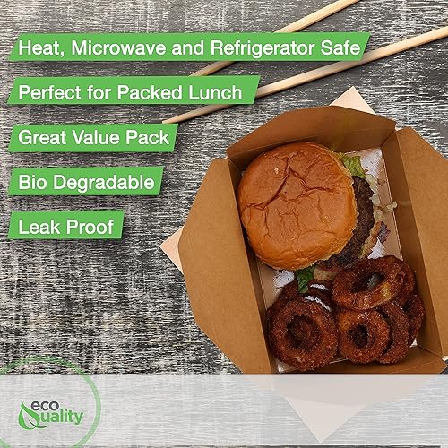 Miniatura 9 de Contenedores de comida para llevar de 49 onzas, cajas de papel kraft marrón para llevar al microondas, resistentes a fugas y grasa, contenedores