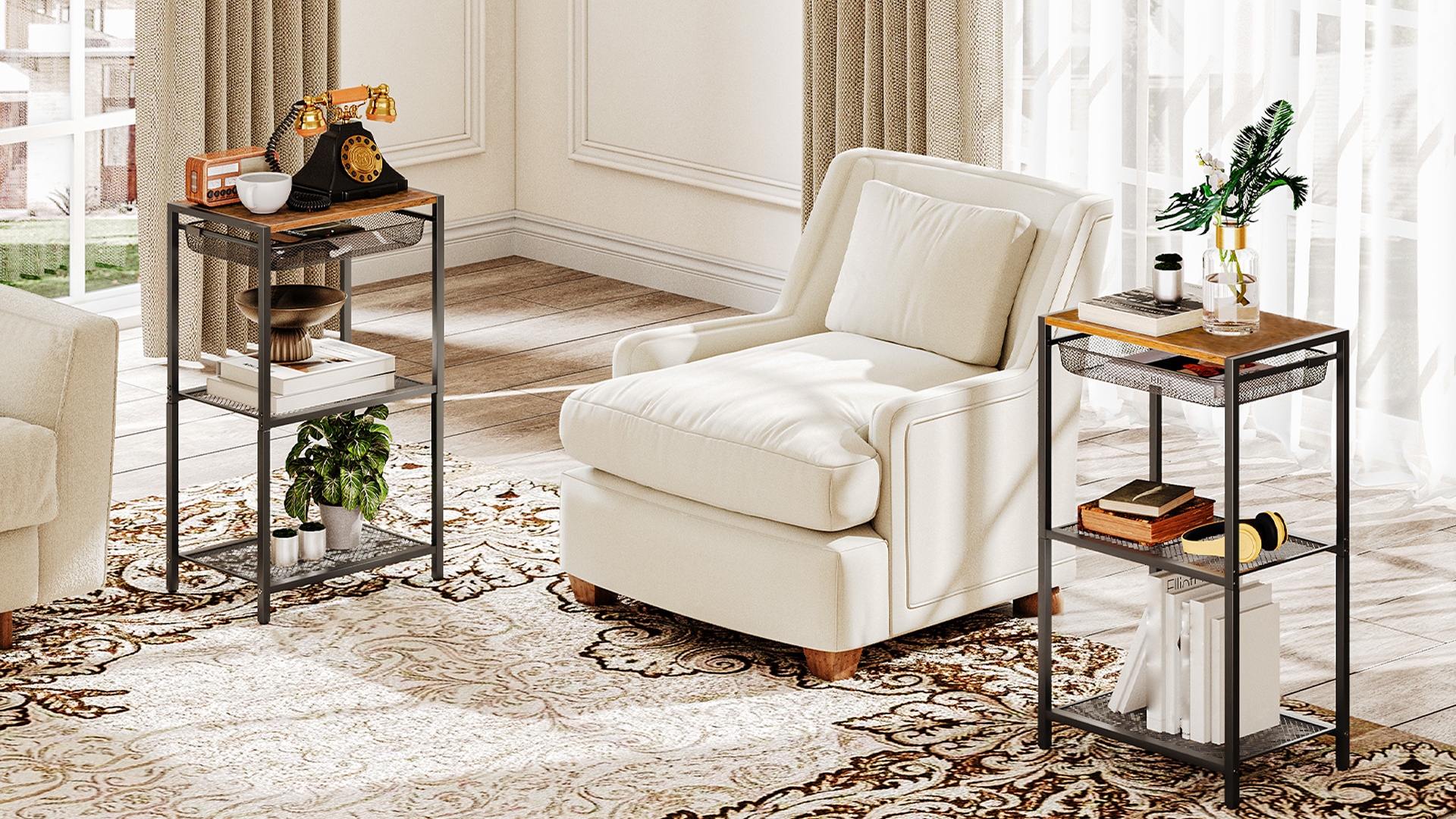 Amazon.com: HOOBRO 28.7 Inch Tall Side Table, 3-Tier