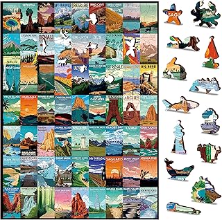 Wooden National Parks Puzzle for Adults 500 Piece, Travel Landscape Puzzles Scenery of Yellowstone Zion Yosemite National Park, Wooden Nature Scenic Jigsaw Puzzles for Adults as National Park Gifts