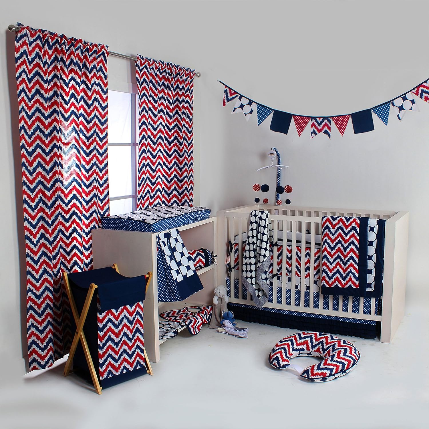 Bacati - Mix N Match Ikat Zigzag 24 X 36" Rug (Navy/Red)