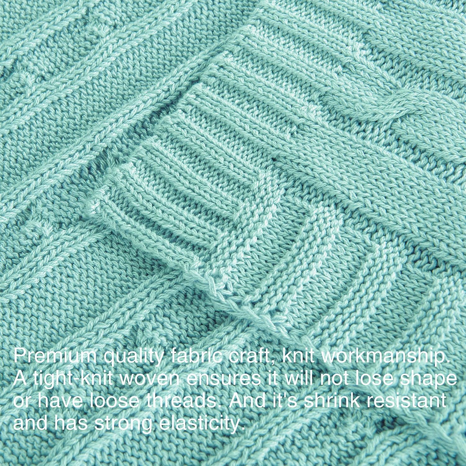 NTBAY Cotton Cable Knit Toddler Blanket, 30 x 40, Light Blue image 3