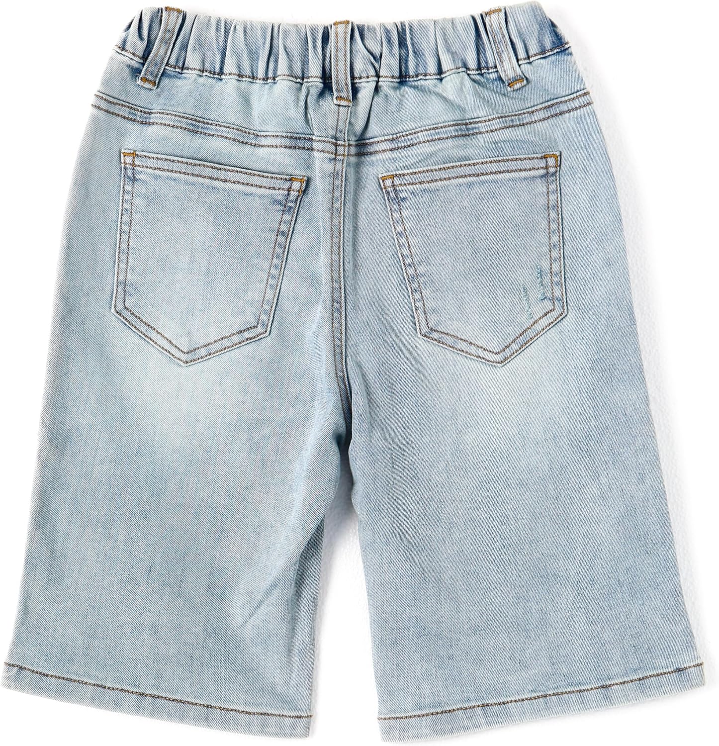 KIDSCOOL SPACE Girls Boys Denim Shorts,Elastic Waistband Inside with D-Rings Stretchy Summer Half Jeans Pants