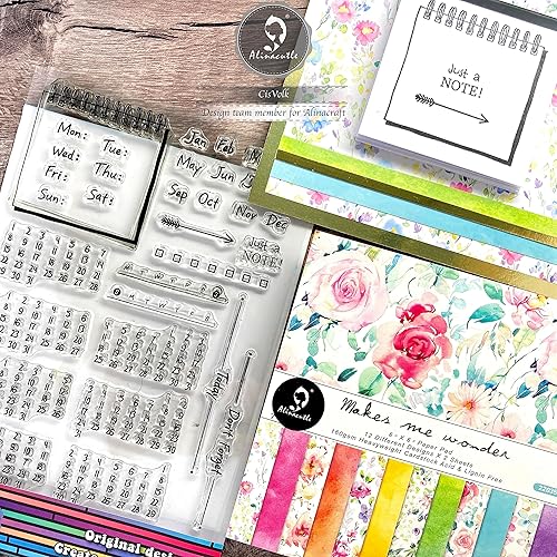 Miniatura 8 de Alinacutle Calendario de planificación sellos transparentes sello transparente para tarjetas hechas a mano álbumes de recortes y álbum
