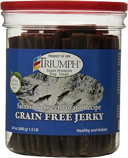 Truimph Super Premium Dog Treats 00851 Dog Salmon & Sweet Potato Jerky, 24-Ounce 1.5 Pounds
