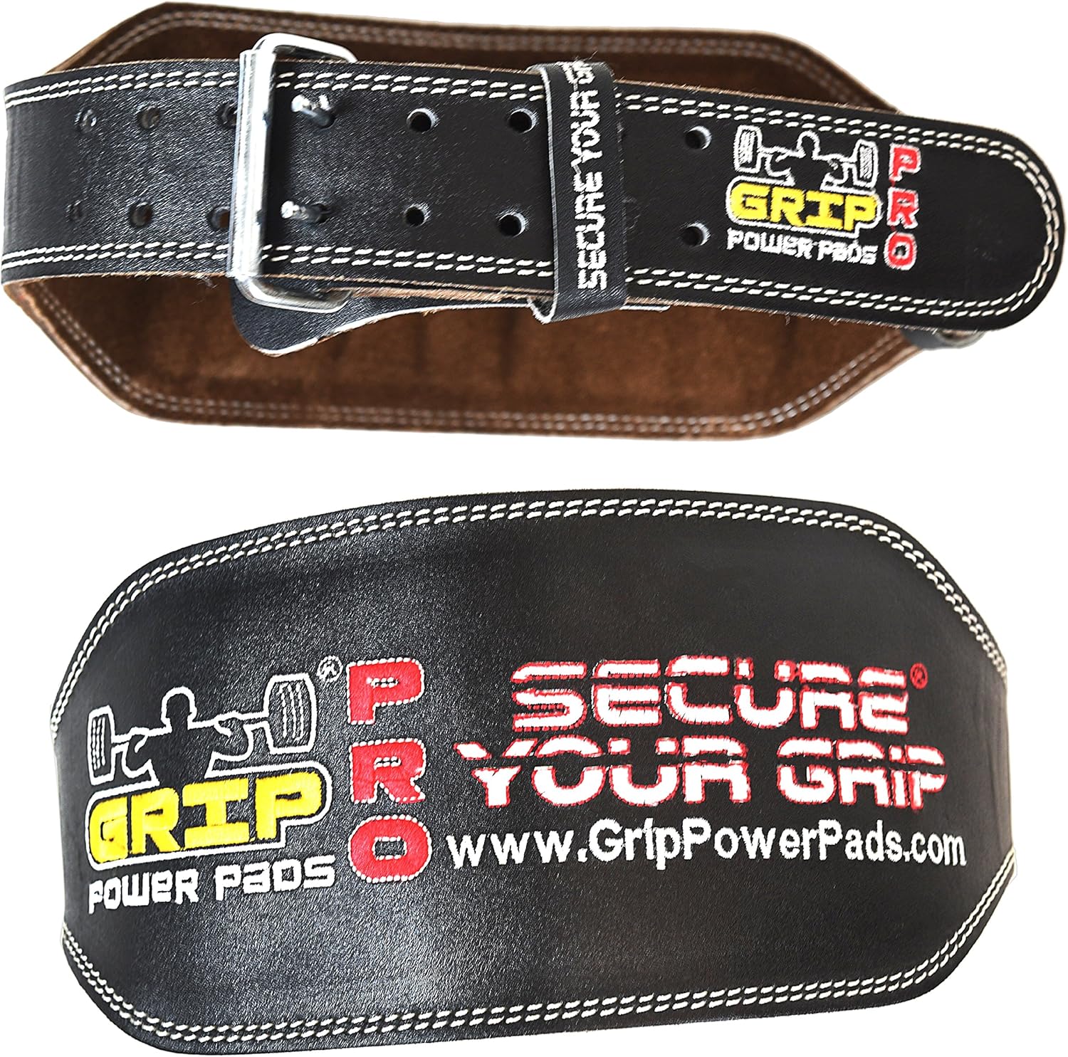 Grip Power Pads Leather 6" Back 3" Front Weight Lifting Stiff Belt Gym Training