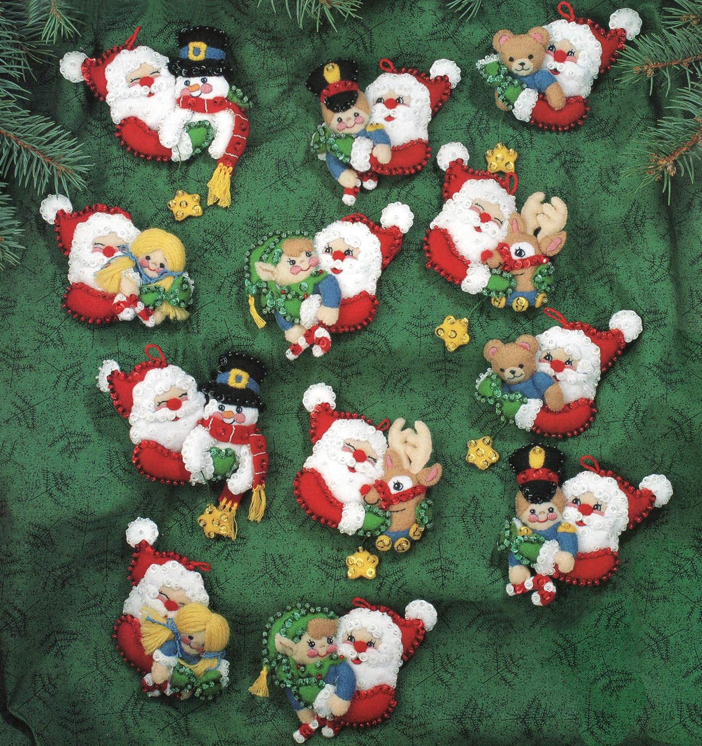 Bucilla Santa and Pals Felt Applique Ornaments 83415