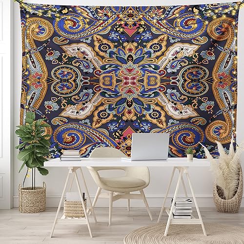 Miniatura 7 de Ambesonne Tapiz de cachemira, diseño histórico marroquí con efectos eslavos, para colgar en la pared de dormitorio, sala de estar, dormitorio, 80 x