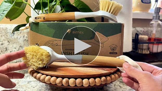 Amazon.com: AIRNEX Bamboo Dish Brush Set of 2 - Dishwasher Brush w