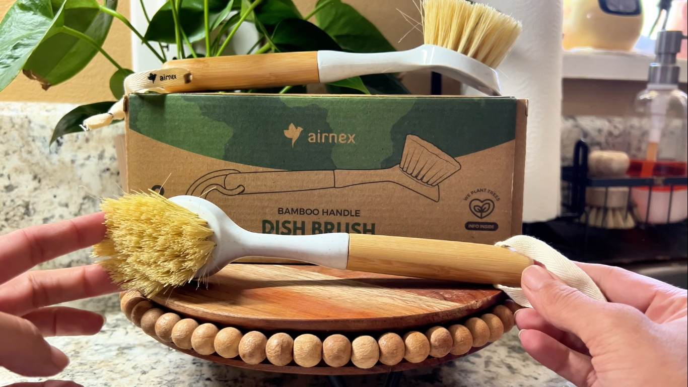 Amazon.com: AIRNEX Bamboo Dish Brush Set of 2 - Dishwasher Brush w