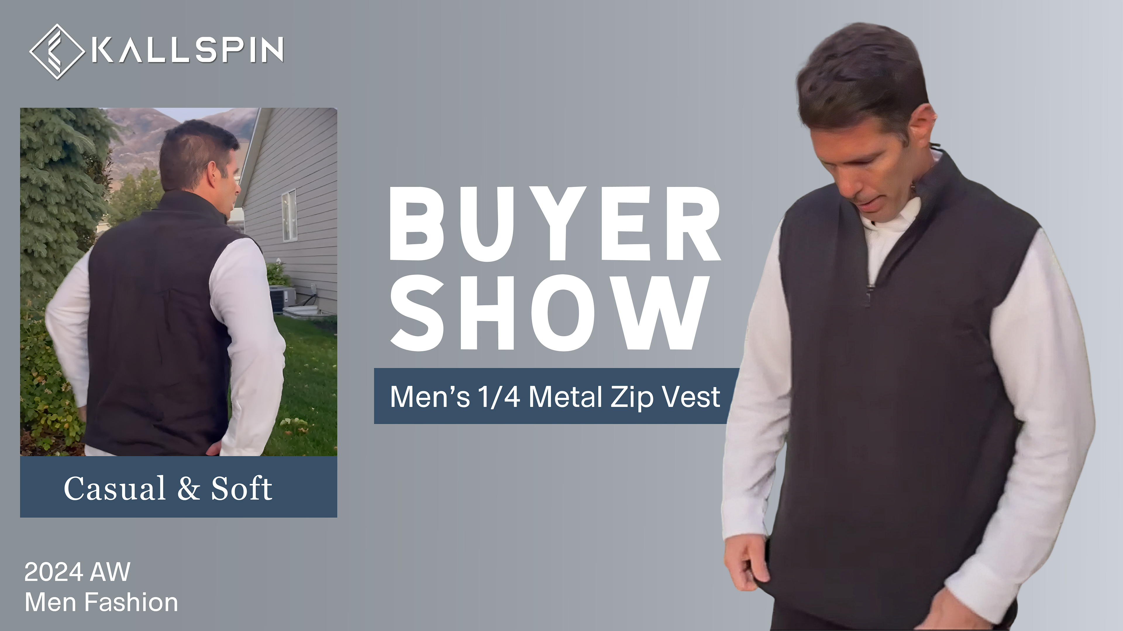 【kaval】 Classic Wool Vest Kallspin Men's Pure Cotton Quarter Zipper Sweater Vest V-Neck