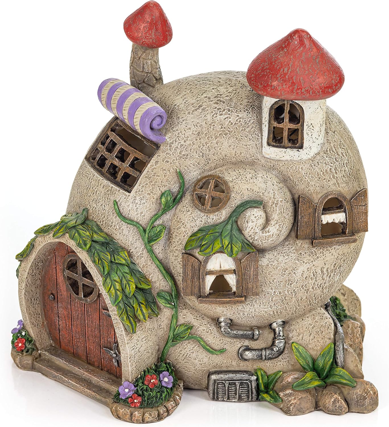 VP Home Snail Shell Fairy Cottage Solar Light for Home and Outdoor Decor, Snail Shell Solar Powered Flickering LED Garden Light Cottage Backyard Decoration Lawn Ornament