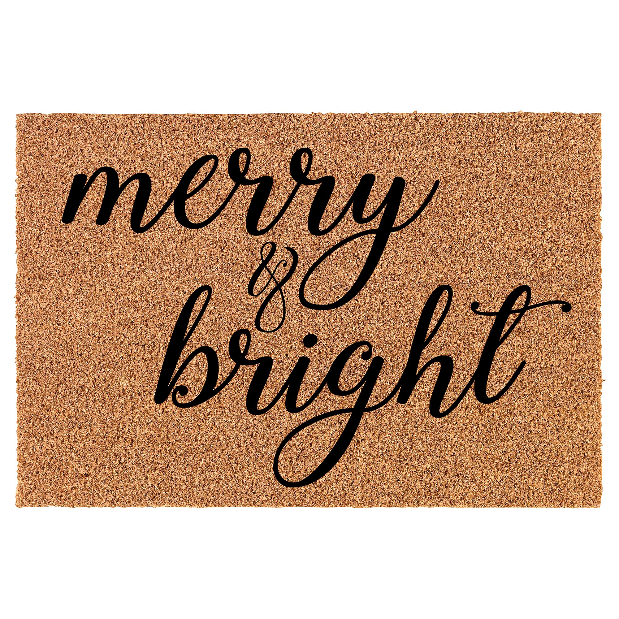 MIP Brand Doormat Natural Coco Coir Door Mat Merry & Bright Christmas (30" x 18")