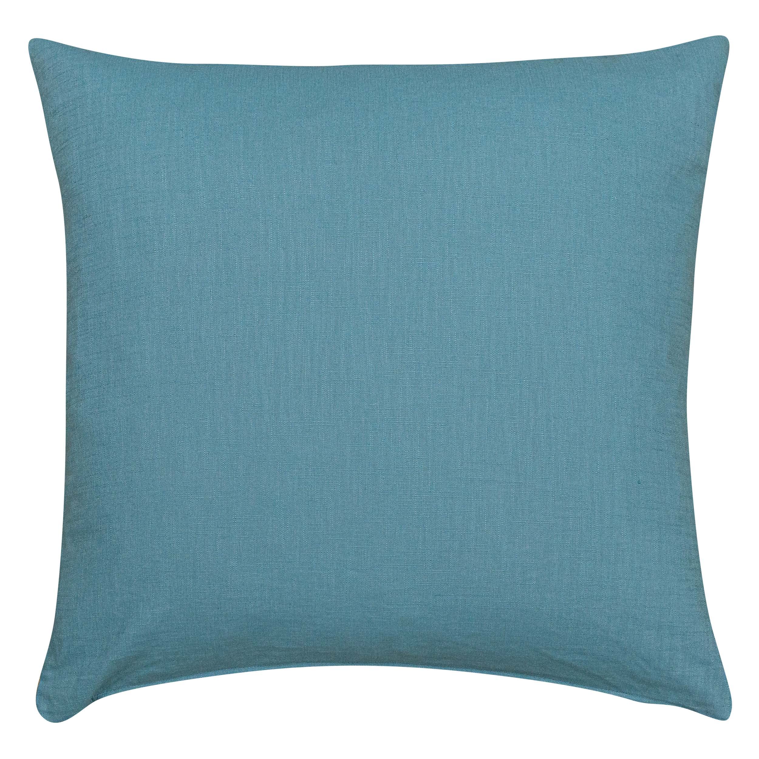 Linen Loft Teal Blue 100% Linen Cushion Cover. Plain Linen Cushion Cover - Perfect For Modern & Minimalistic Styles. 17X17" Square Cover Only