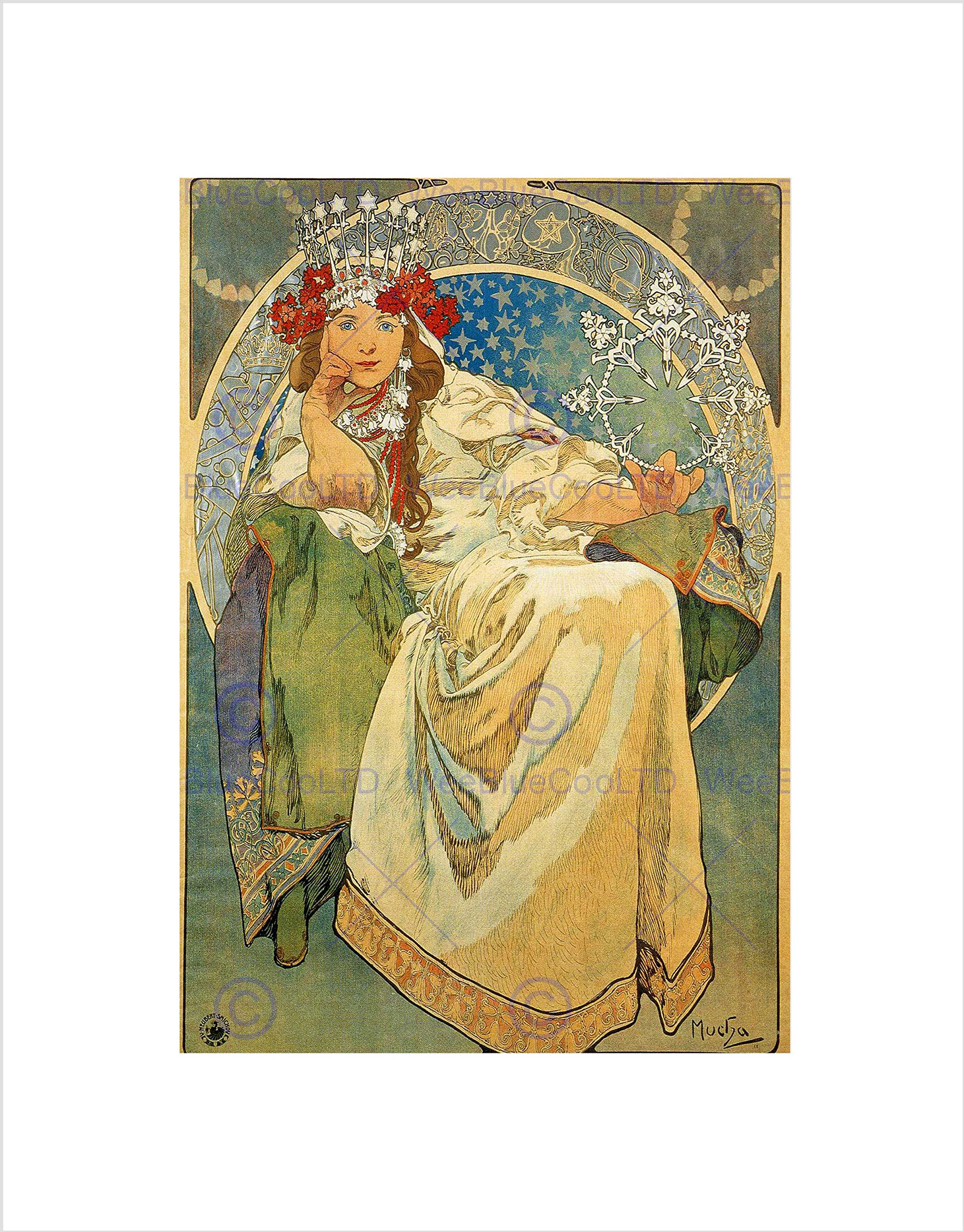 Wee Blue Coo Alphonse Mucha Princess Hyacinth 1911 Old Master Wall Art Print