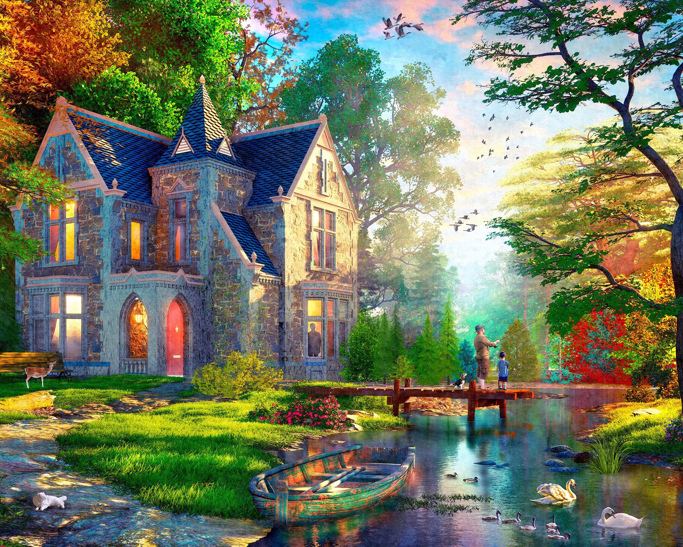 Amazon.com: Ceaco - Gothic Fishing Lodge - 1000 Larger Sized Piece