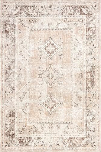 Miniatura 3 de nuLOOM Ellamae Faded Medallion - Alfombra lavable a máquina, 8 x 10 pies, color beige