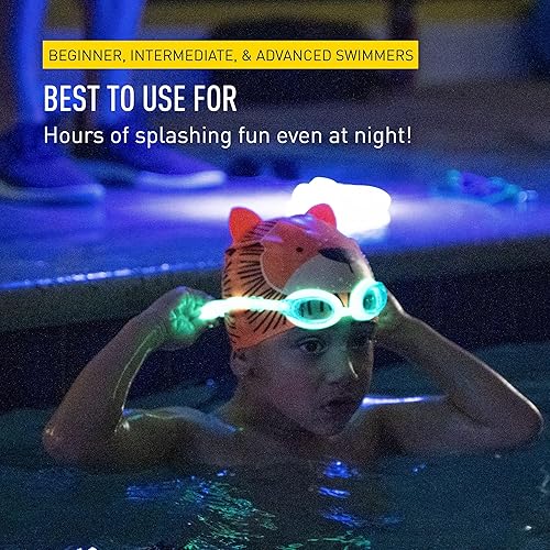 Miniatura 4 de FINIS FlowGlow - Gafas de natación para niños, gafas de piscina que brillan en la oscuridad, ajuste de silicona suave, para edades de 4 a 12 años