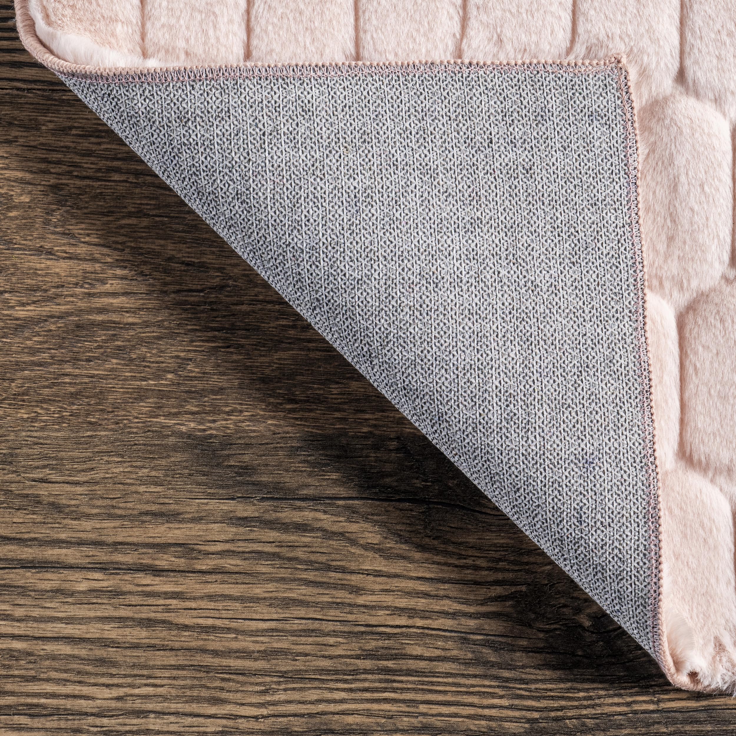 nuLOOM Nia Tile Tapis en faux lapin, lavable en machine, 1,5 x 2,4 m, blush