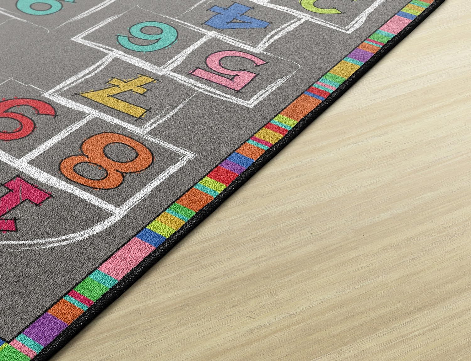 Flagship Carpets Hopscotch Rainbow Numbers Activity Area Rug for Children's Classroom or Home Learning Mat, Kids Room or Playroom Carpet, 4' x 6', Multicolor