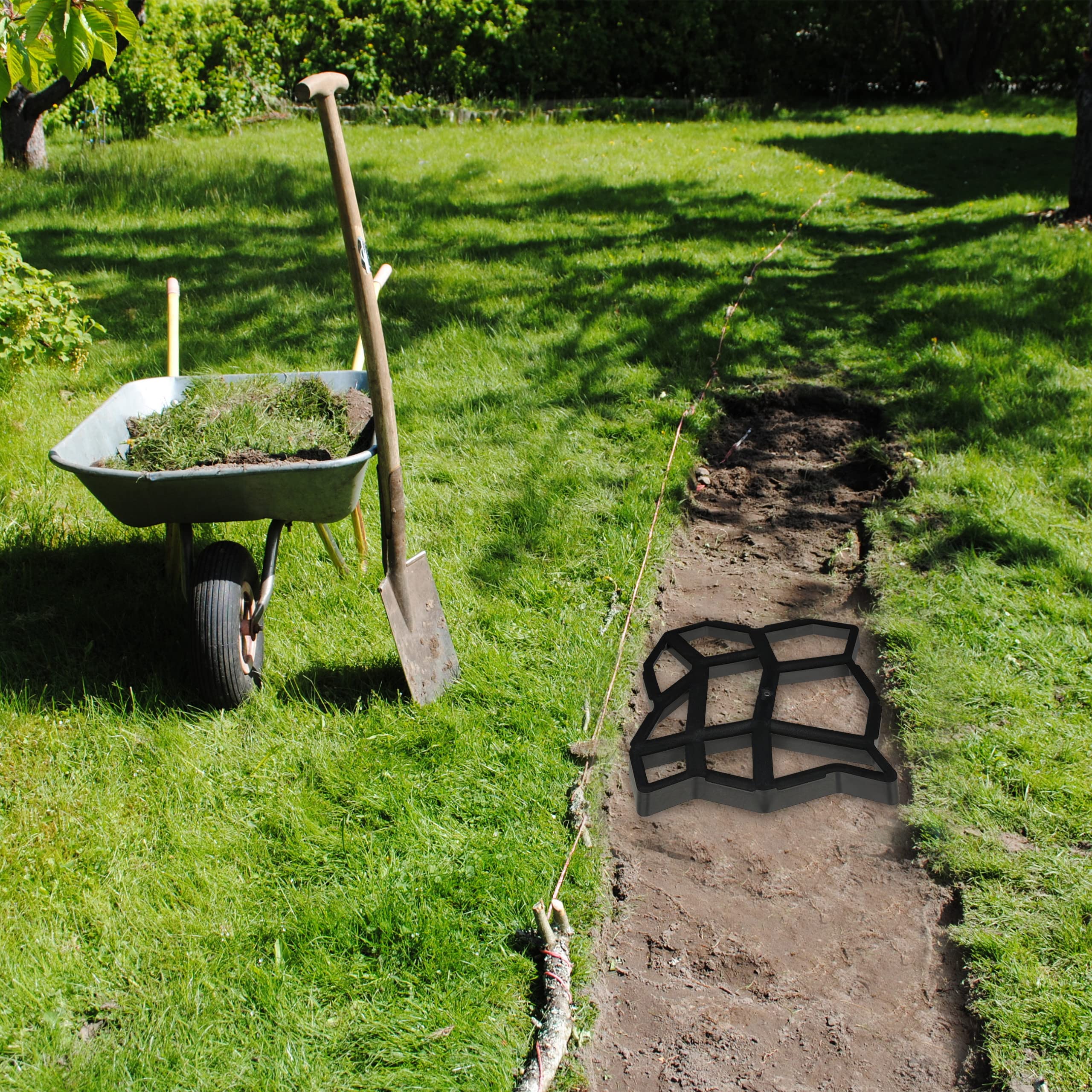 Relaxdays 4X Stampi per Cemento, Forma per Vialetti in Giardino, Sagoma Pavimentazione in Pietra, Pavimento Esterno, Nero