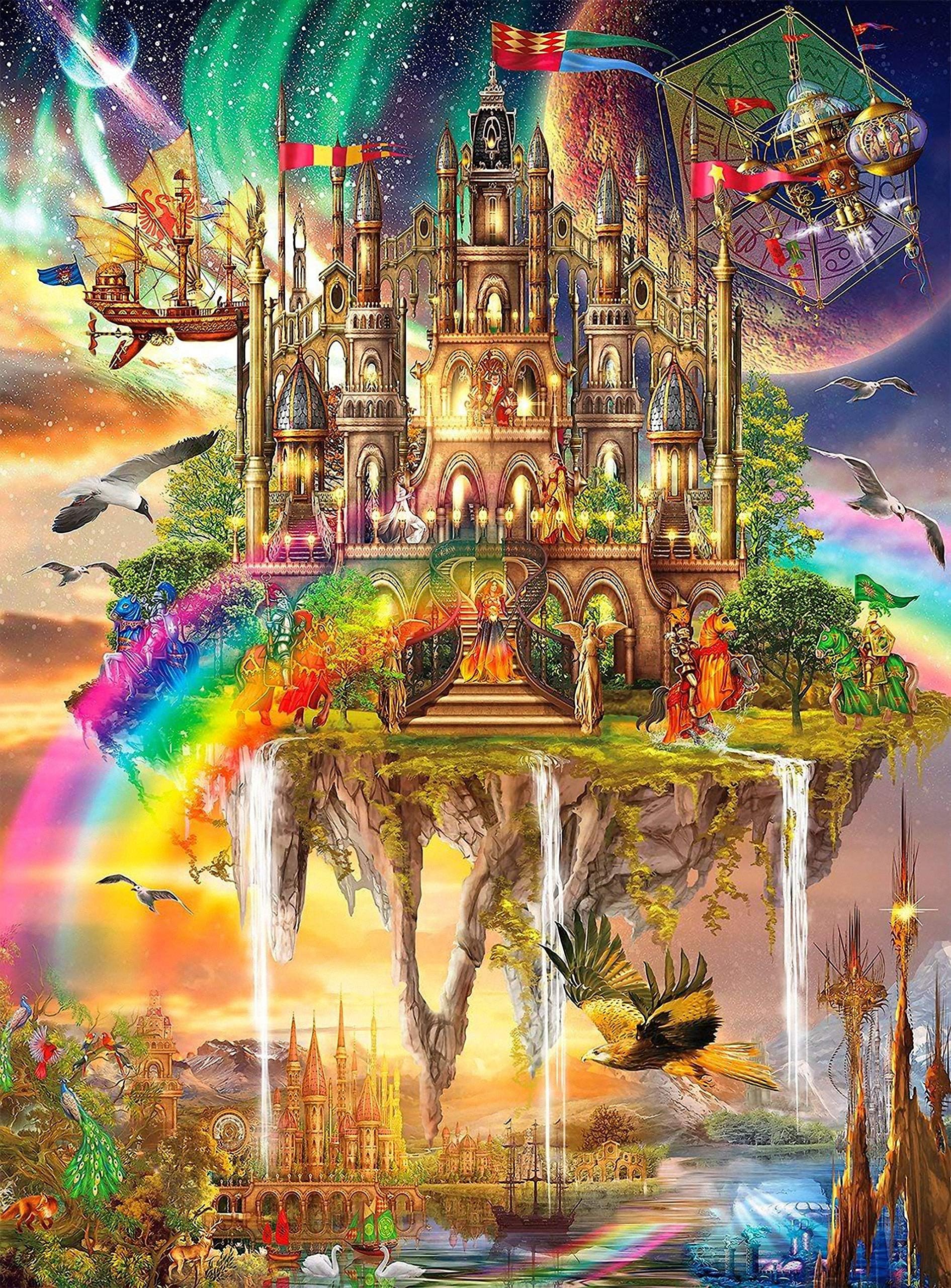 DIY 5D Diamond Painting Kits for Adults, 16"X12" Sky Castle Full Drill Diamond Painting Rhinestone Embroidery Pictures Cross Stitch Arts Crafts for Living Room Home Wall Decor