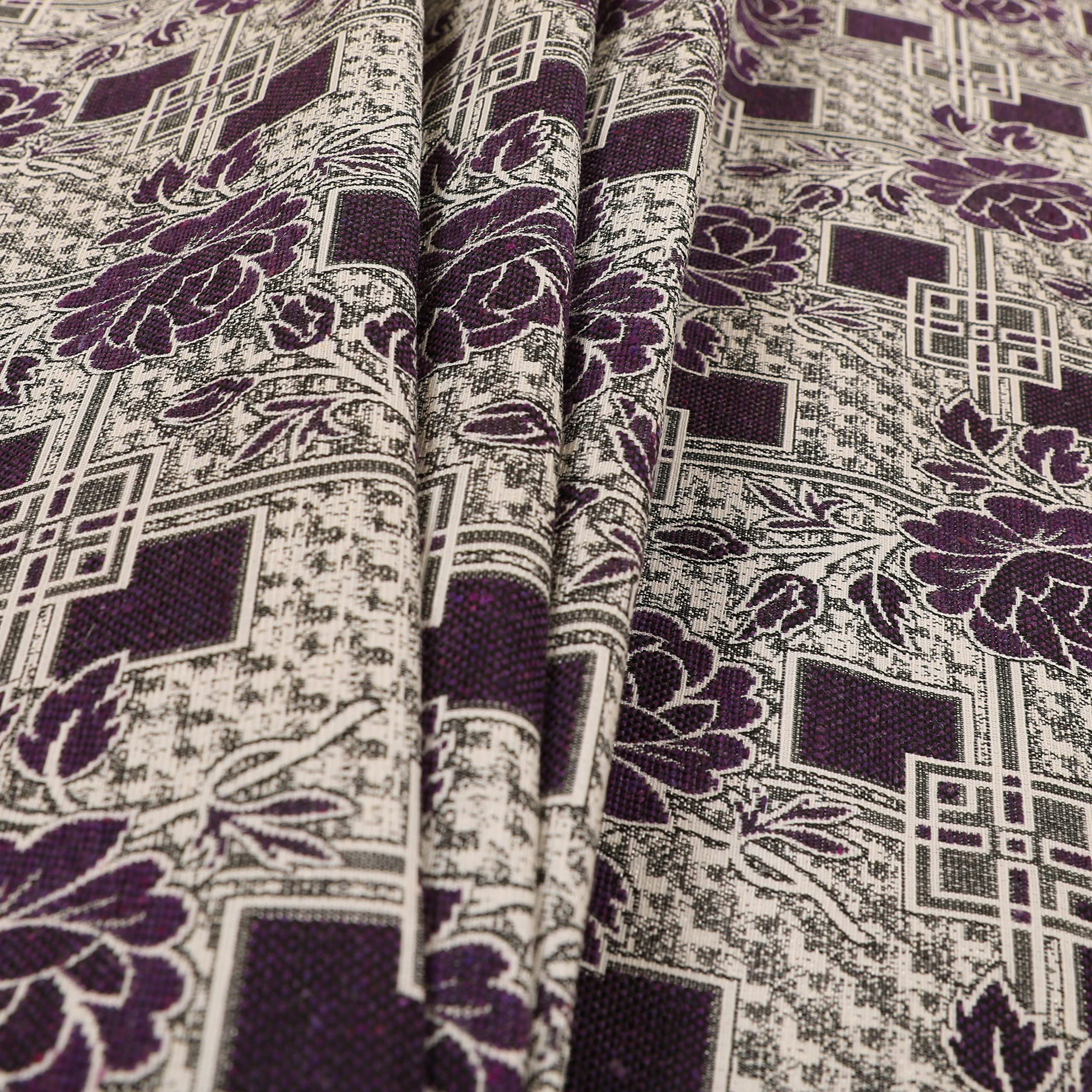 Redbrick Mill Fabrics Flame Retardant Glitter Upholstery Furnishing Pattern Fabric Patchwork Floral in Purple Silver (Per Metre) — image 1
