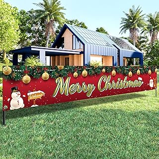 KatchOn, Large Merry Christmas Yard Banner - 120x20 Inch | Outdoor Merry Christmas Banner for Christmas Party Decorations | Merry Christmas Sign, Outdoor Christmas Banner | Christmas Outdoor Sign