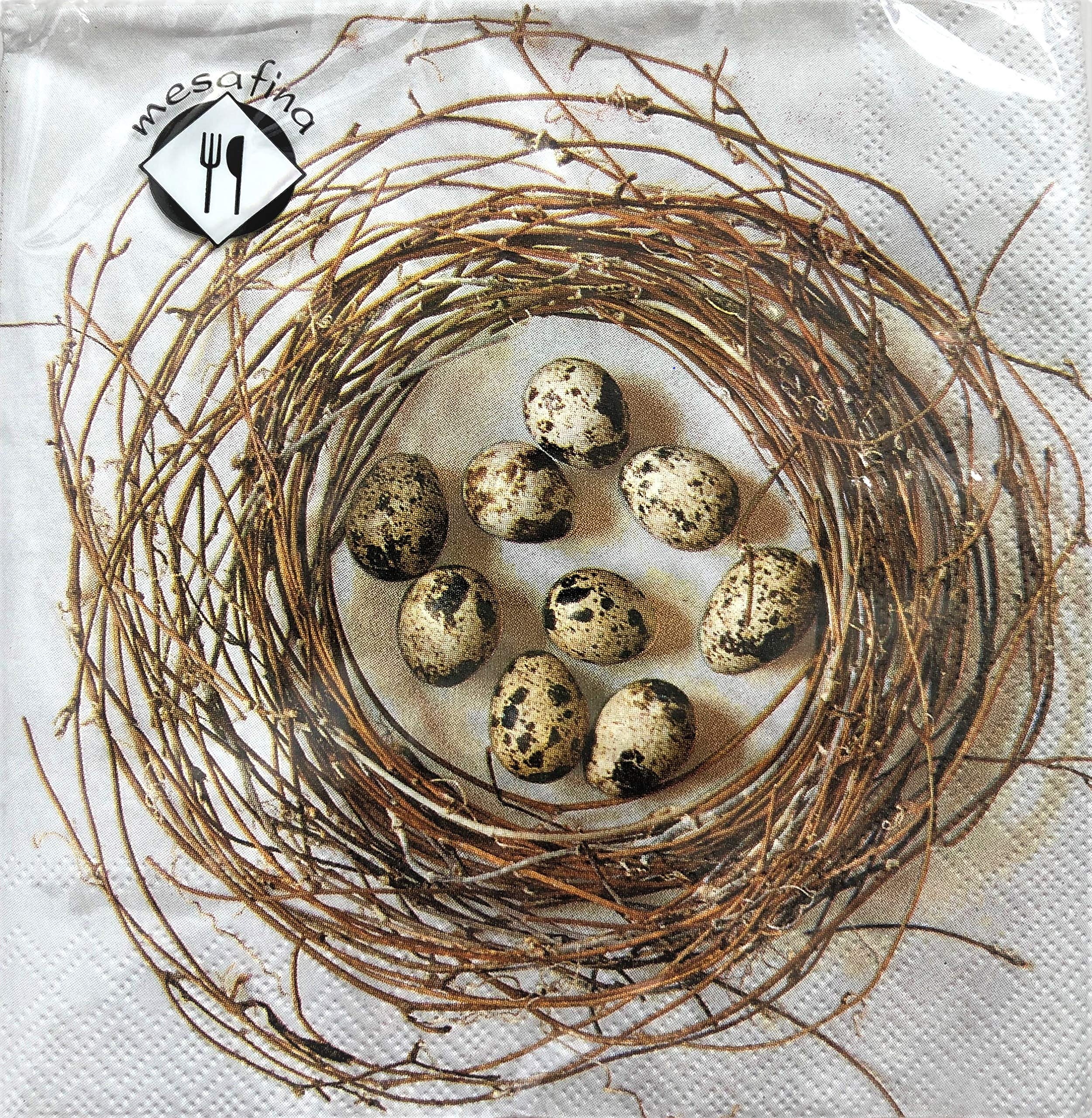 40 ct 5x5 Bird Nest Napkins Easter Napkins Disposable Easter Paper Napkins Decorative Paper Napkins Easter brown, white 5 x 5 x 2 inch
