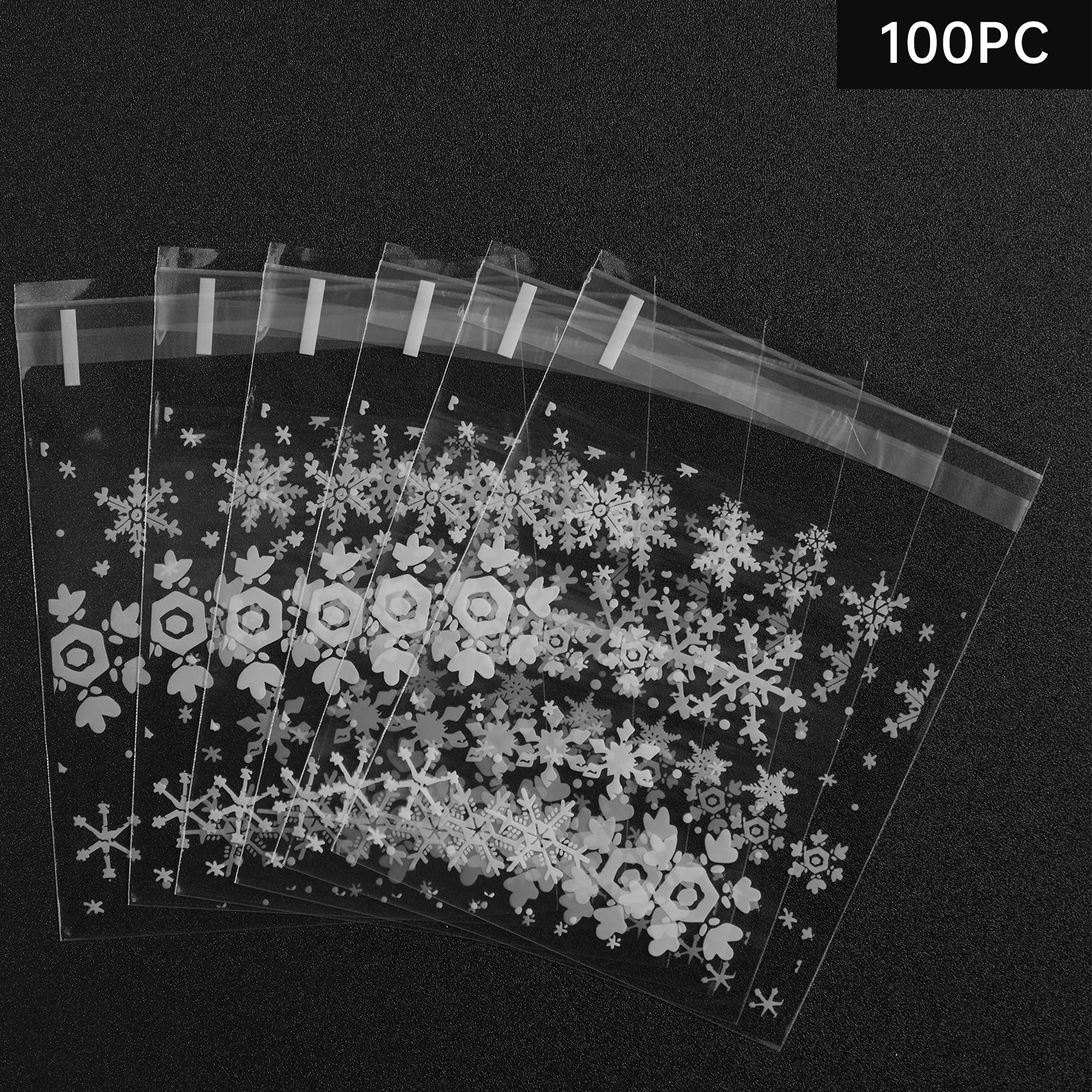 Christmas Cellophane Bags,100Pcs Clear Sweet Goodies Candy Treat Bags - View #4