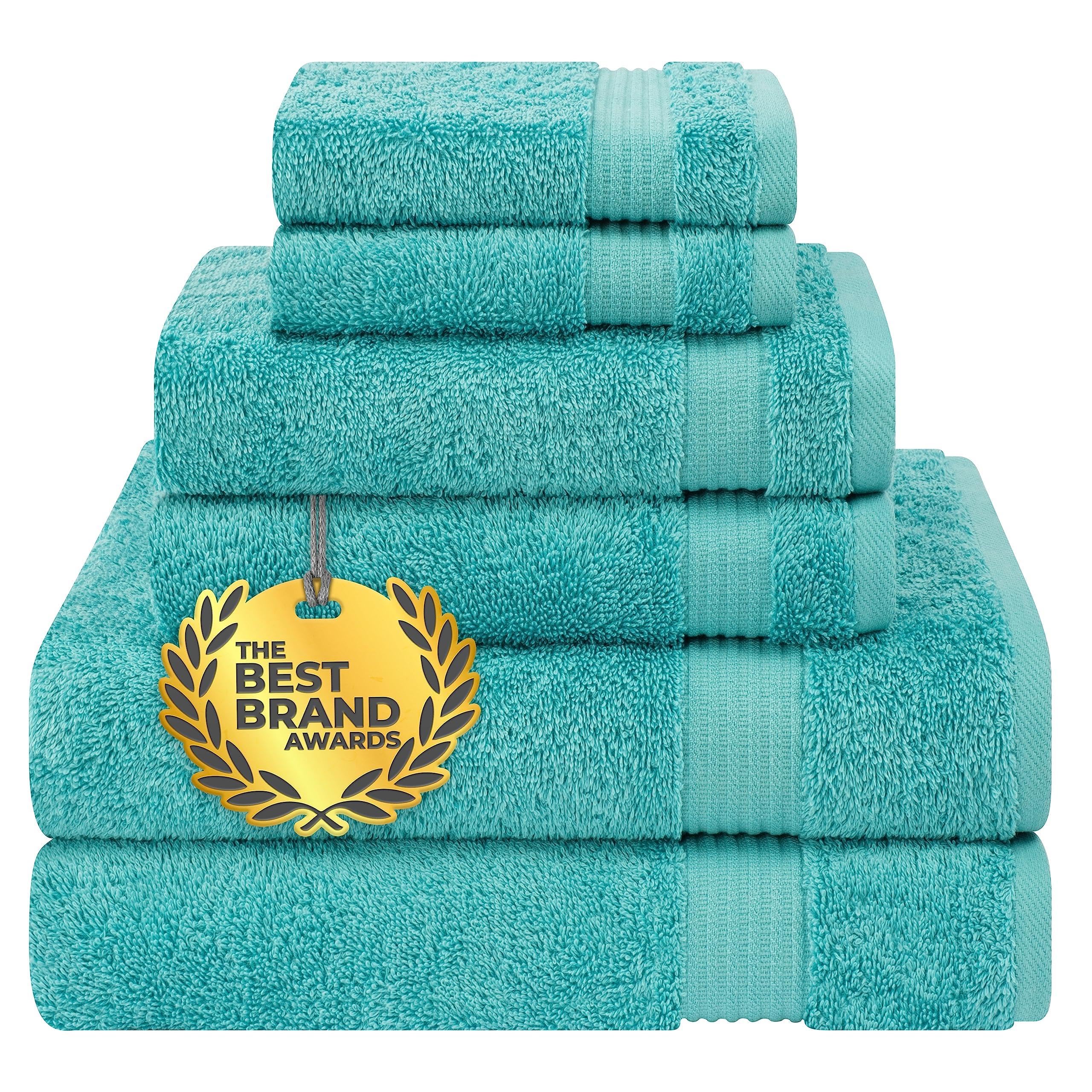 Cotton Paradise Juego de Toallas de 6 Piezas, 100% algodón Turco Suave y Absorbente para baño, 2 Toallas de baño, 2 Toallas de Mano y 2 paños, Juego de Toallas Azul Turquesa