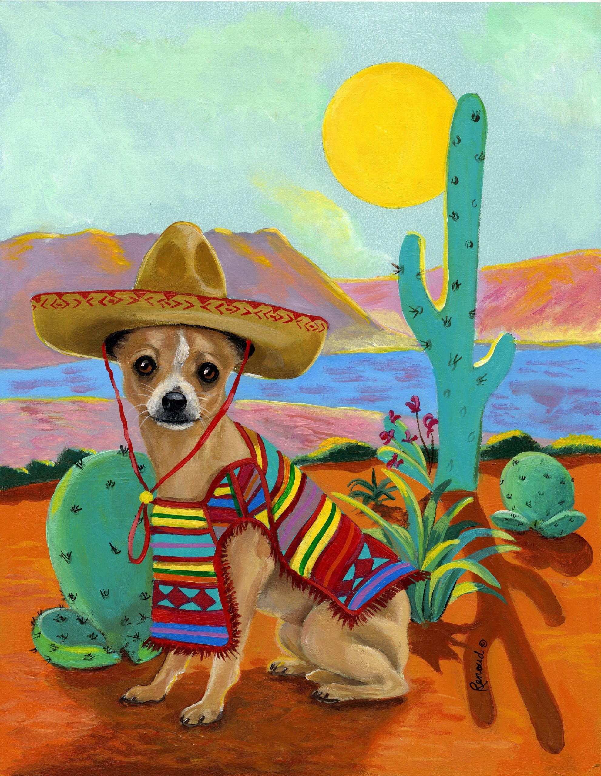 Chihuahua Sombrero Large House Flag
