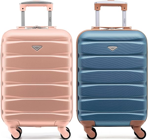 Flight Knight Suitcase Set of 2 Lightweight 4 Wheel ABS Hard Case Cabin Carry On Hand Luggage Approved for Over 100 Airlines Including easyJet, British Airways, Ryanair & Many More 55x35x20cm - 1