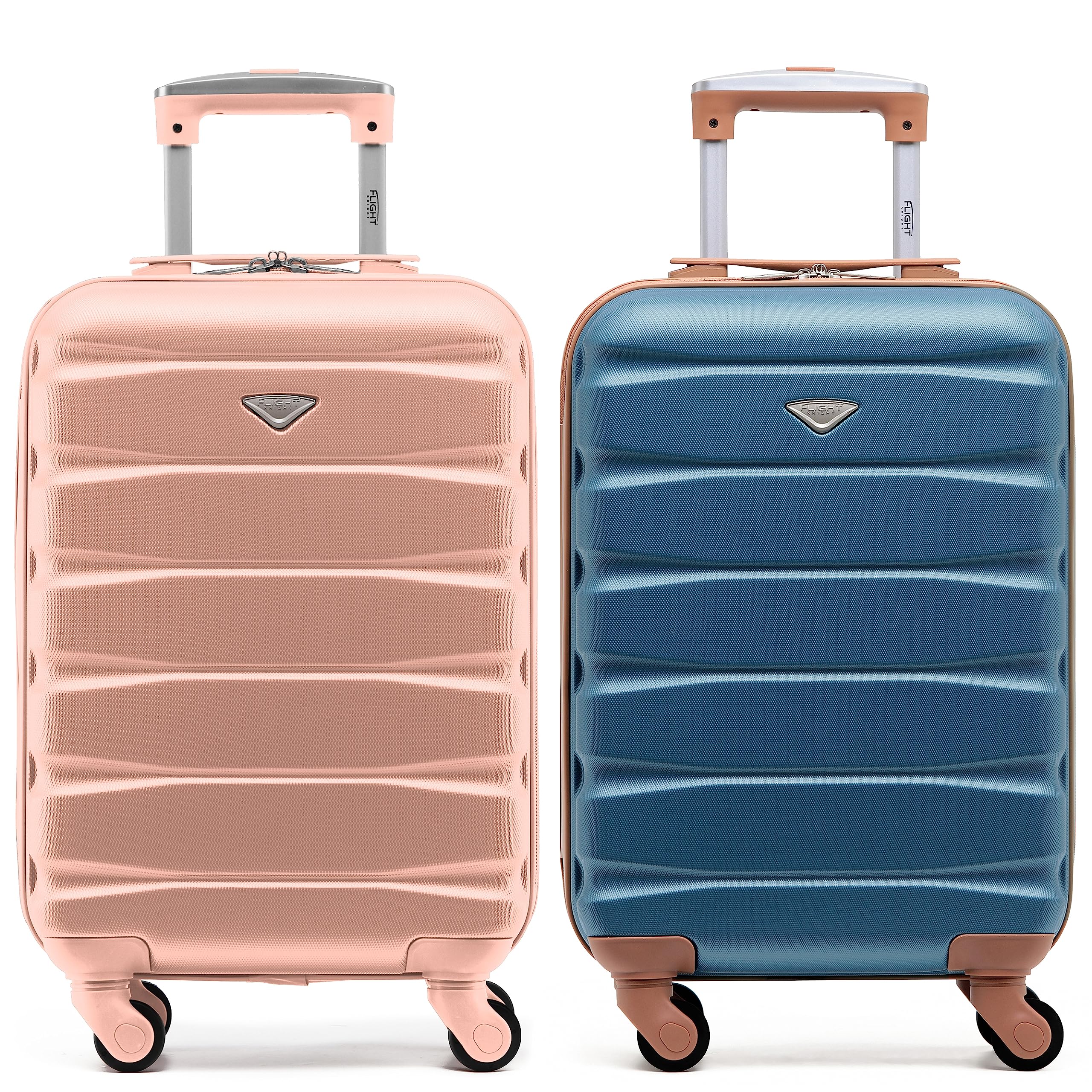 Flight Knight Suitcase Set of 2 Lightweight 4 Wheel ABS Hard Case Cabin Carry On Hand Luggage Approved for Over 100 Airlines Including easyJet, British Airways, Ryanair & Many More 55x35x20cm
