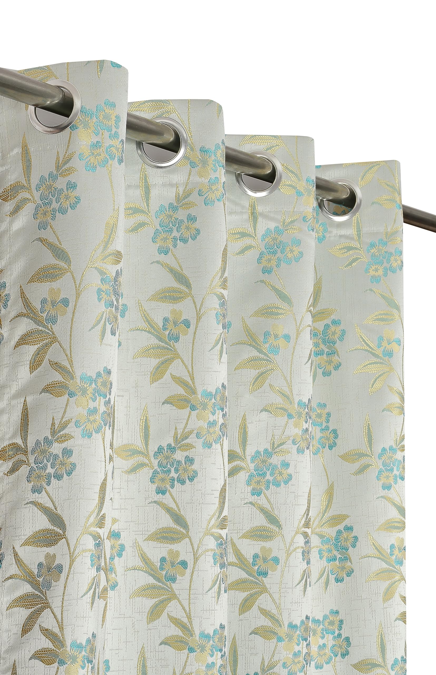 HOME UTSAV Premium Jacquard Fabric Room Darkening Flower Designs Jute Curtains for Long Door 9 Feet, Pack of 1, Aqua (B0CK8BG7H7) Amazon Price History, Amazon Price Tracker
