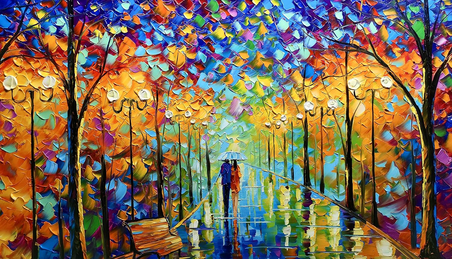 Tyed Art- Contemporary Art Landscape Oil Painting On Canvas Abstract Textured Tree Painting hand-painted acrylic frame wall art modern canvas painting 24x48inch