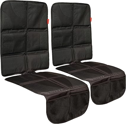 Lusso Gear Baby Car Seat Protector and Seat Cover 2-Pack - Waterproof Non-Slip Liner with Thick Padding and Dual Mesh Pockets - Universal Fit