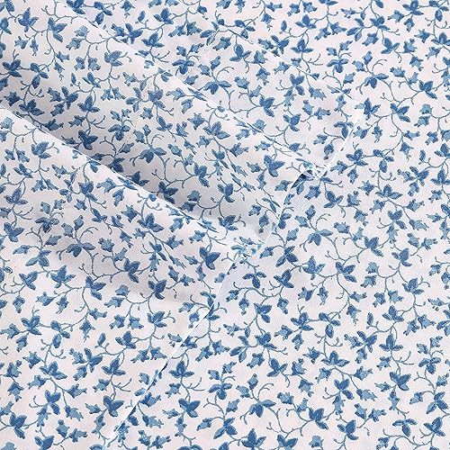 Miniatura 3 de Laura Ashley Home Juego de ropa de cama tamaño Queen de satén de algodón suave, 4 piezas, elegante, y transpirable para decoración del hogar, índigo