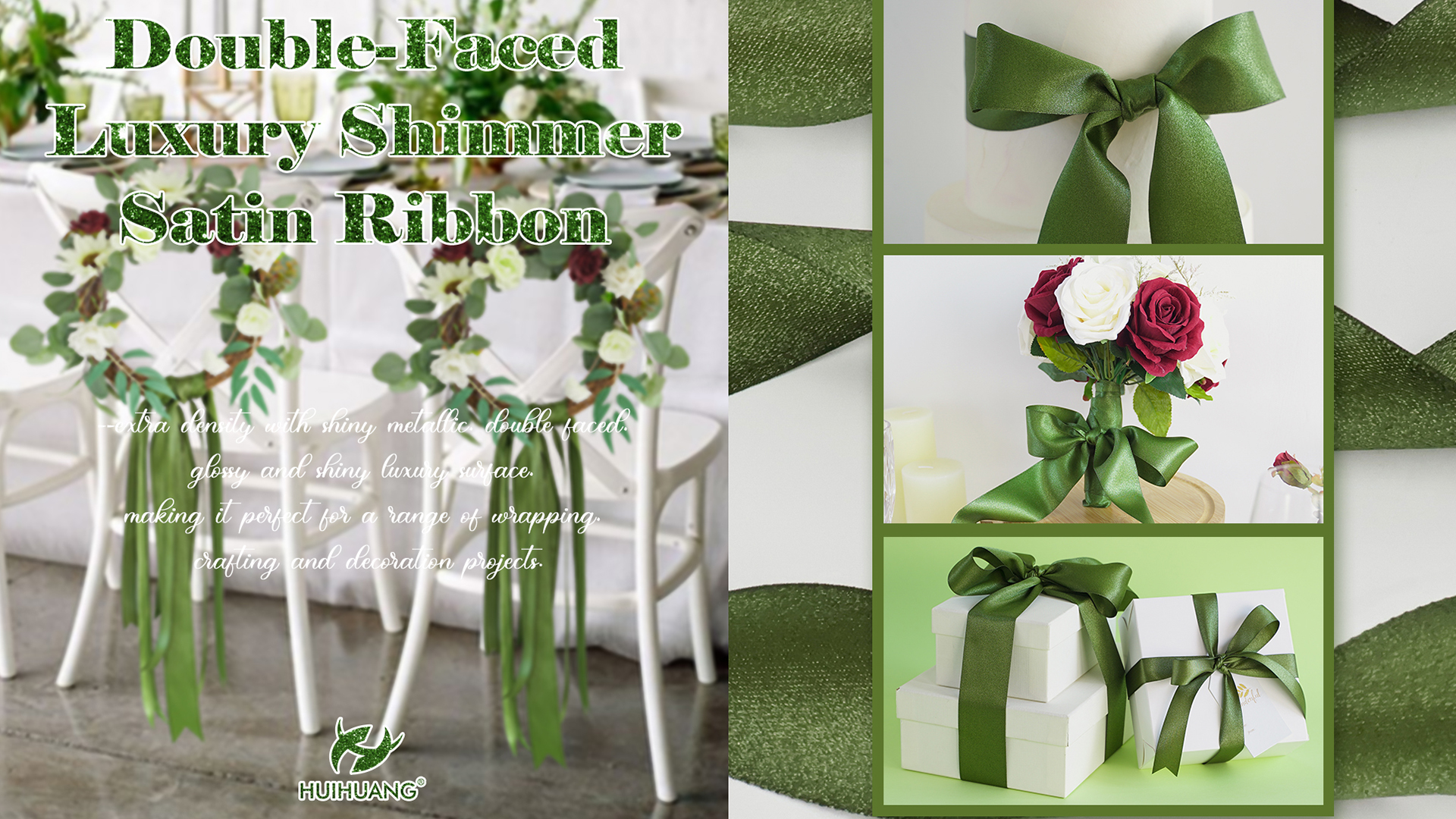 Amazon.com: HUIHUANG Olive Green Ribbon 2 inch Double-Faced Luxury