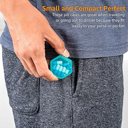 Miniatura 6 de Paquete de 8 pastilleros pequeños, pastillero de viaje, portátil, sin BPA, mini pastillero para bolsillo, medicamentos y soporte para vitaminas