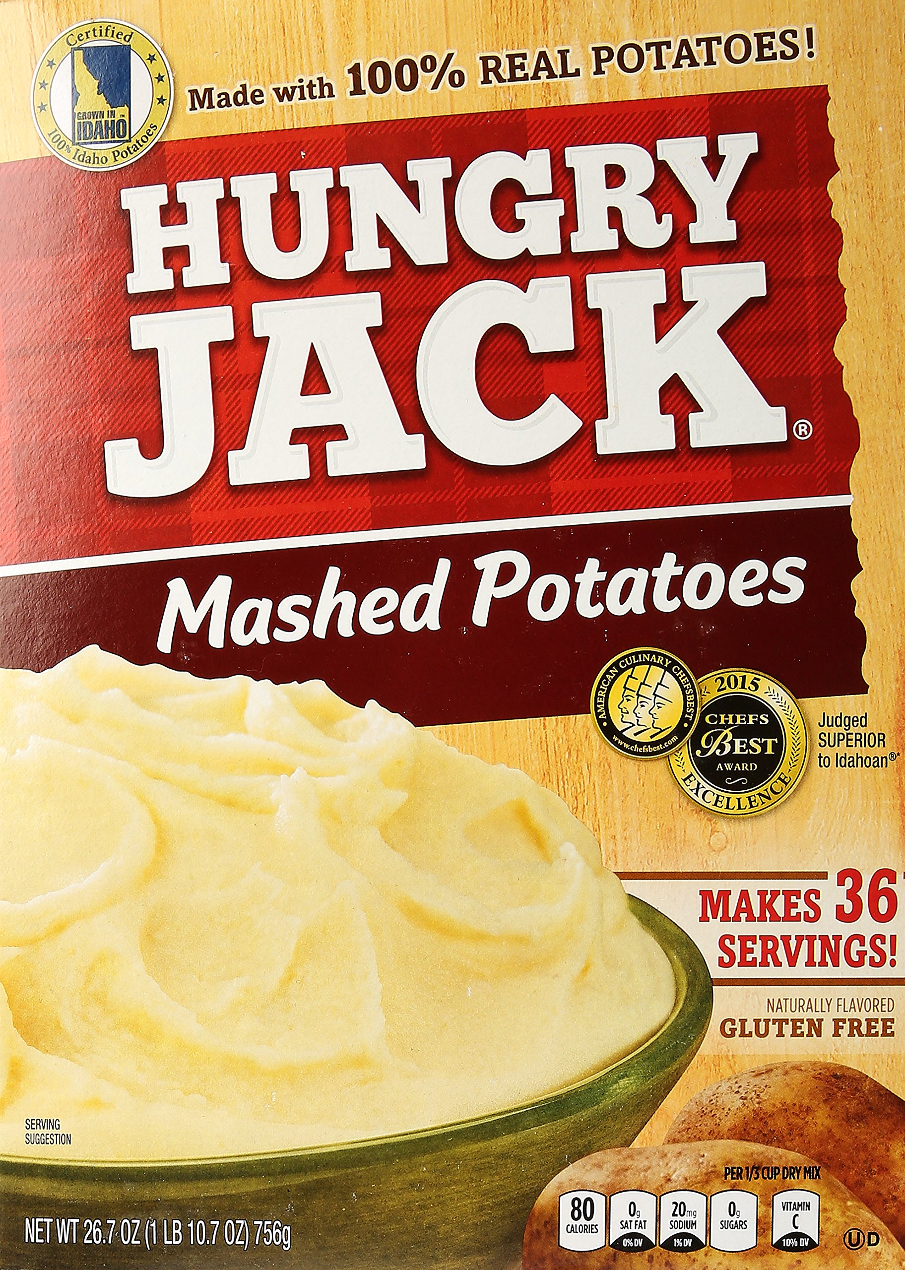 Hungry Jack Instant Mashed Potatoes, Naturally Flavored - Family Size 26.7 Ounce Box