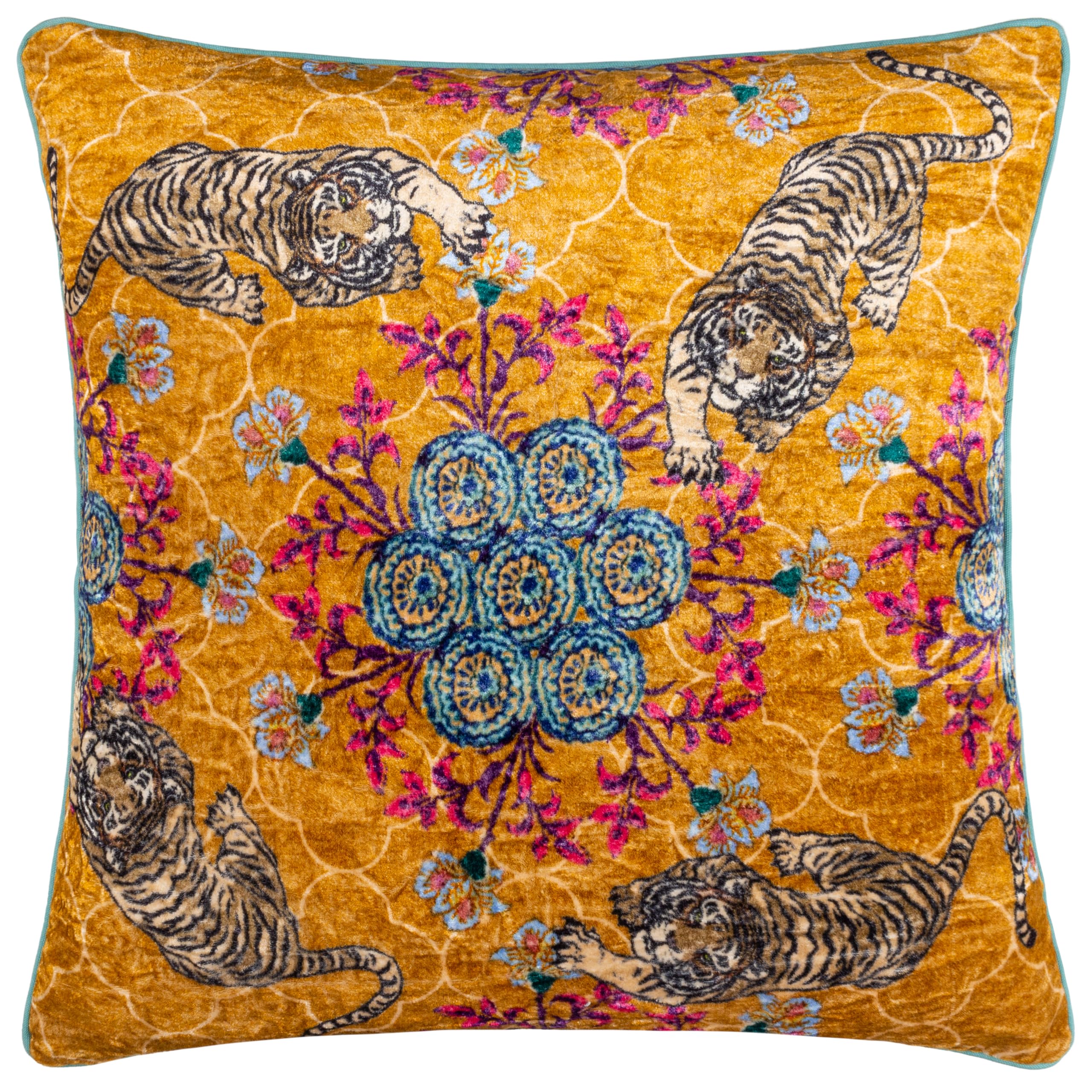 Wylder Tigerscope Velvet Piped Feather Filled Cushion from B&Q