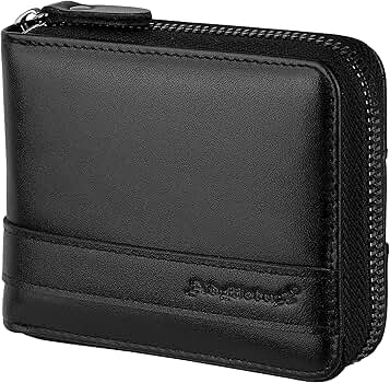 Amazon.com: Wallet for Men Bifold Leather Zipper Wallet RFID