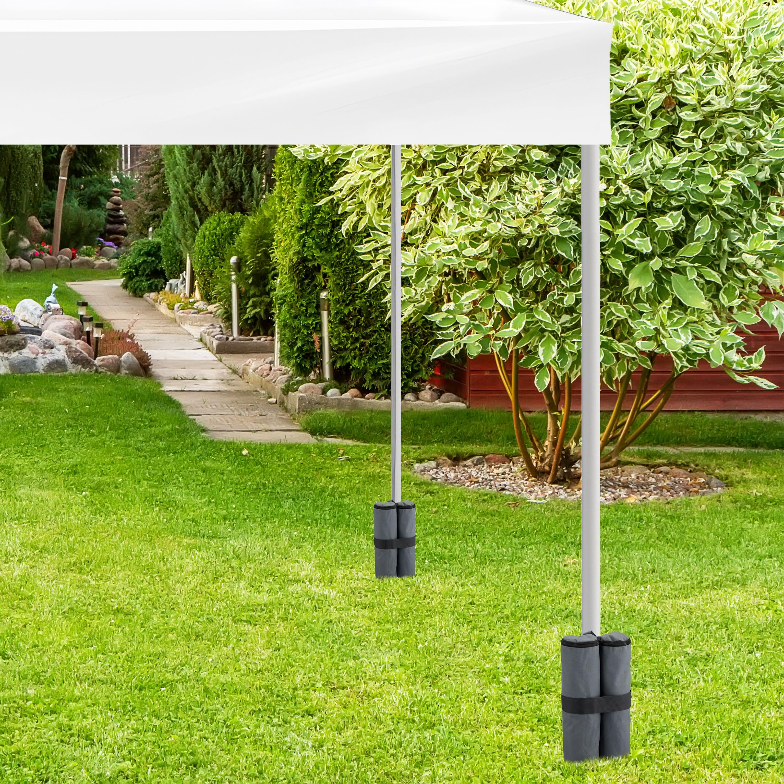Relaxdays Peso per Gazebo, Set da 4, Sacchi in Tessuto Oxford da Riempire con Sabbia, Zavorre per Padiglione, Grigio