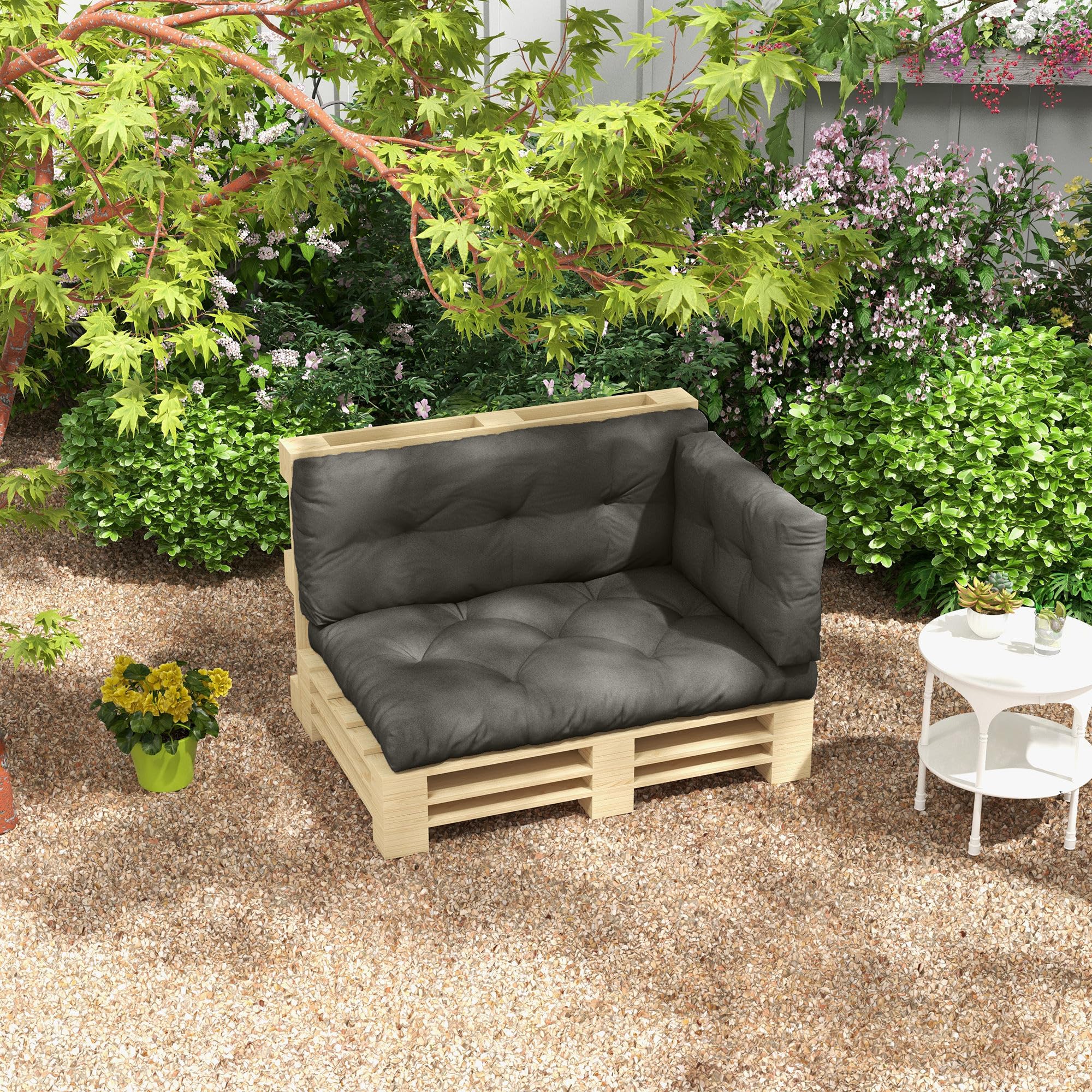 Outsunny 3 Sitzer Palettenkissen UV-Schutz120 x80 x 12 cm Dunkelgrau