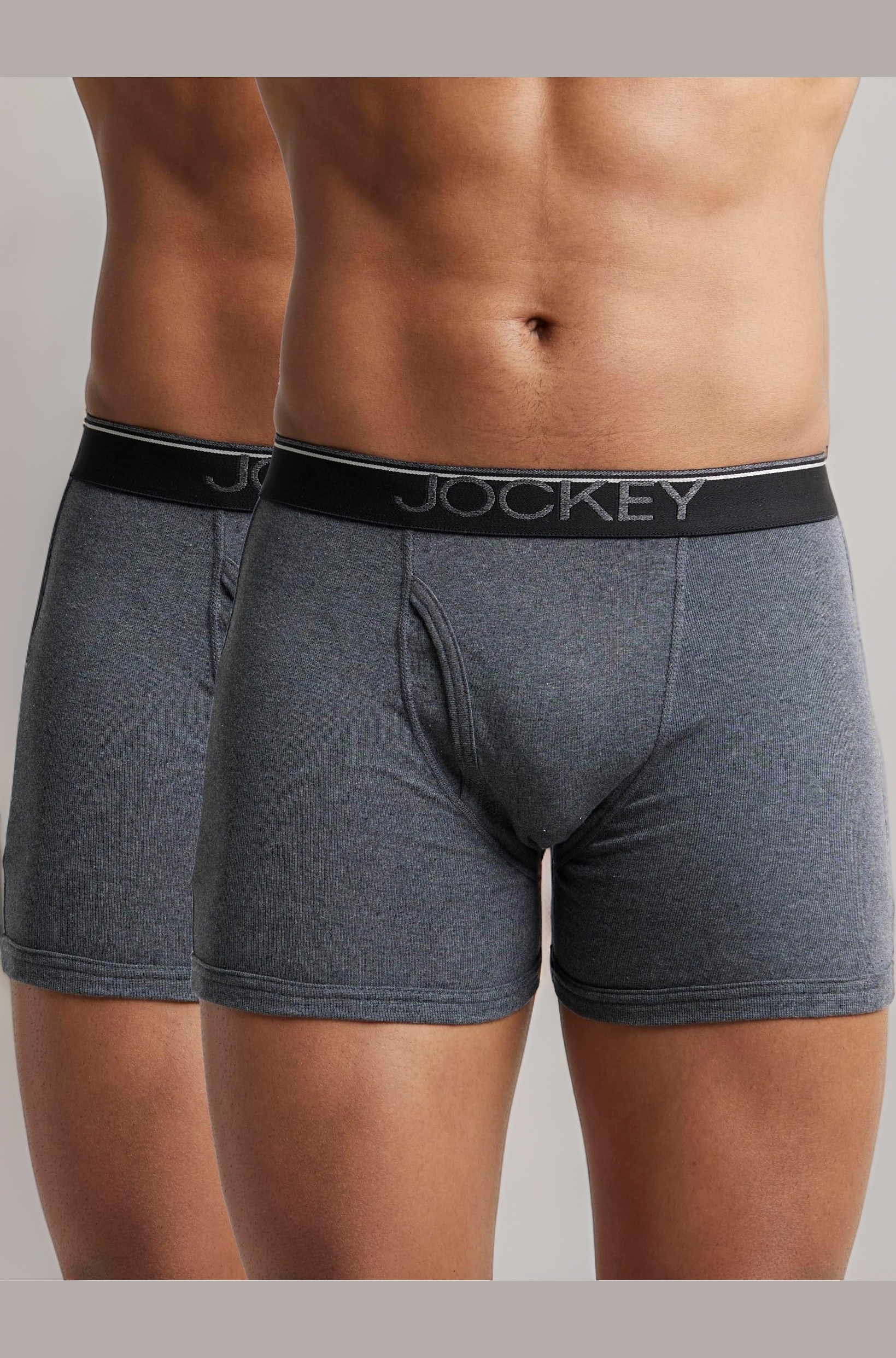 Jockey 8009 Men's Super Combed Cotton Rib Solid Boxer Brief with Ultrasoft Waistband (Pack of 2)