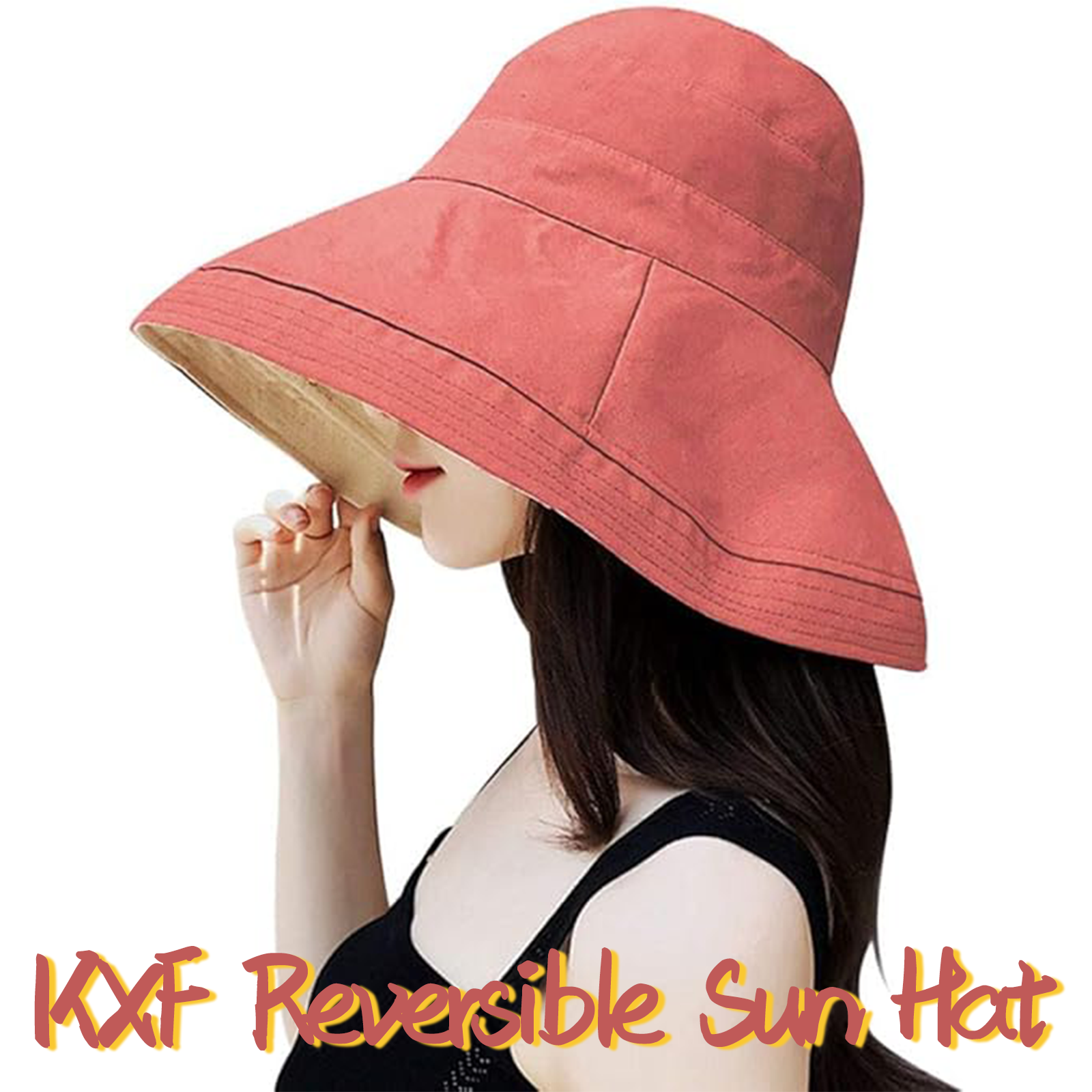 KXF Women Sun Hat Reversible Wide Brim Summer Beach Hat Foldable