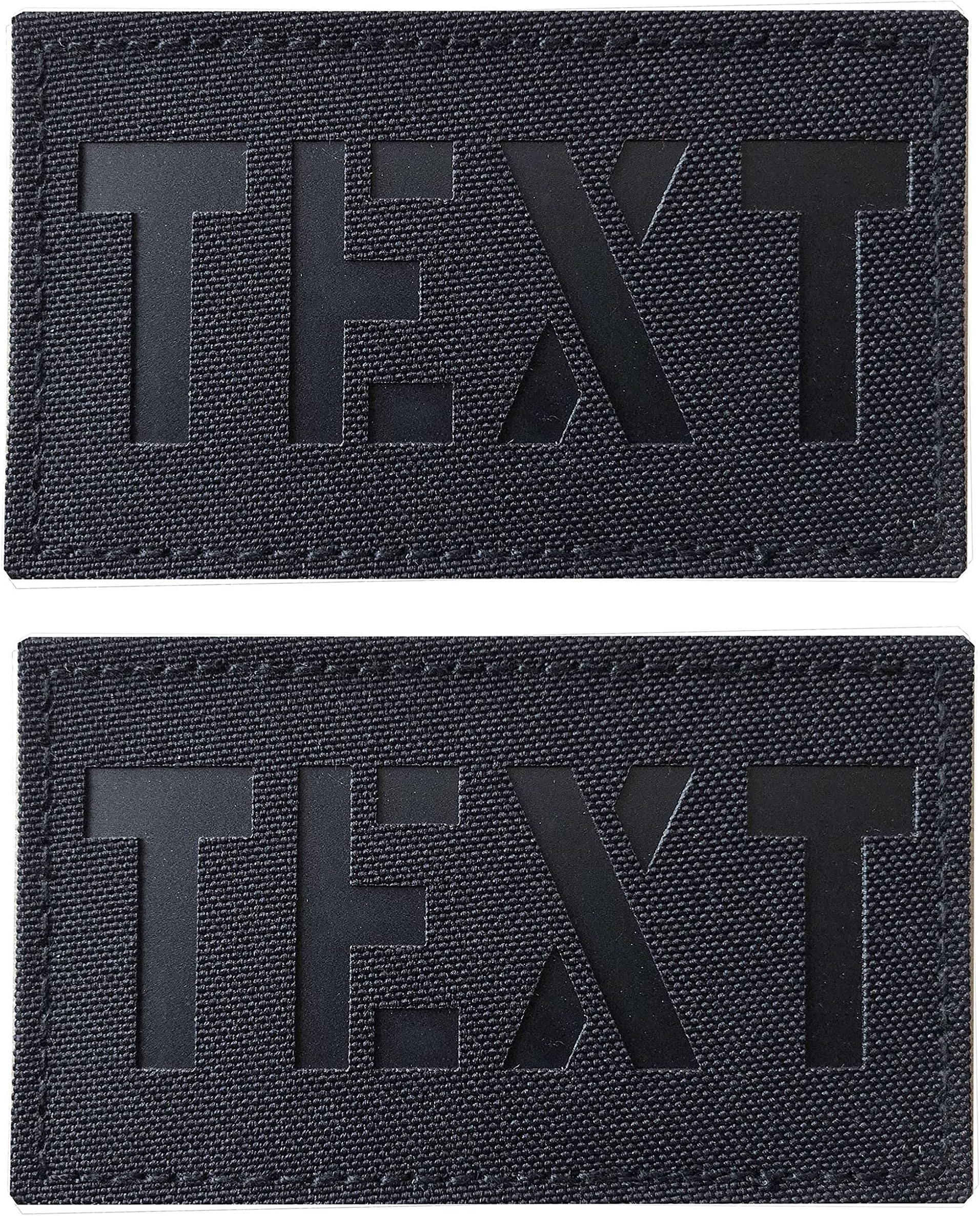 2 Pack Custom Call Sign Laser Cut Patch IR Infrared Reflective Patch Name Tape with Hook Loop (Black)